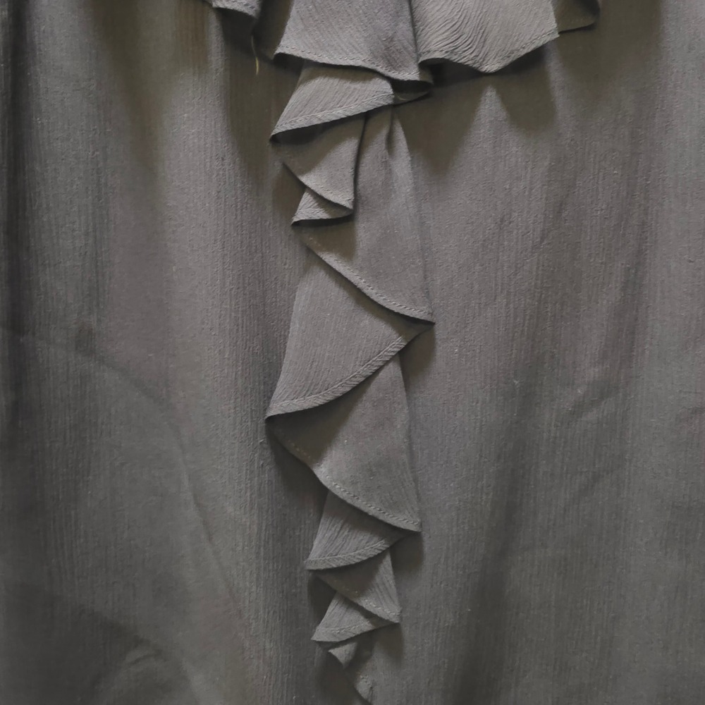 St John Navy Blue Ruffle Front Silk Chiffon Sleeveless Blouse Top Large - Picture 4 of 7